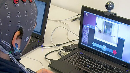 Disabled people pilot a robot remotely with their thoughts