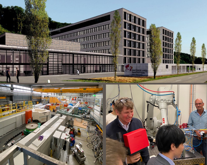 above: future Park Innovaare, below left SINQ (PSI), below, right: Laser Lab, FHNW